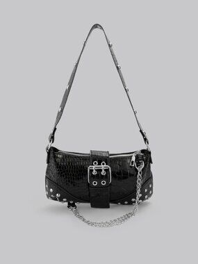 Black Women's Rivet Chain shoulder Handbag